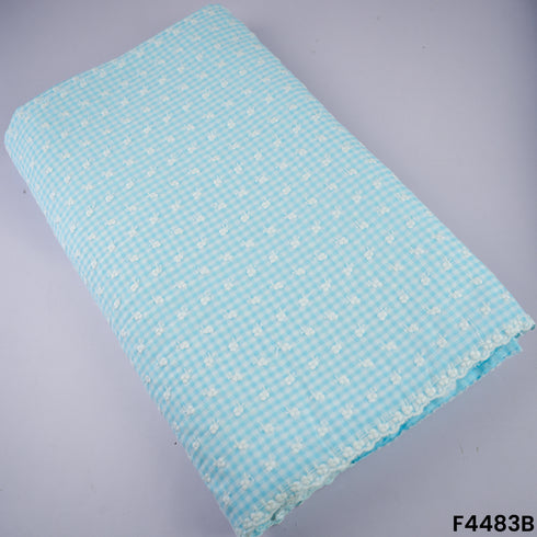 Check Thread Work Cotton Fabric- F4483